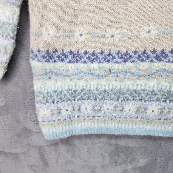 Vintage Monterey by Koret Sweater Women’s Large Angora Rabbit Hair Fair Isle Ski - Picture 6 of 12